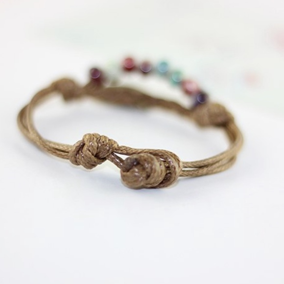 Aquarius Zodiac Charm Beaded Rope Bangle Bracelet - Picture 3 of 8